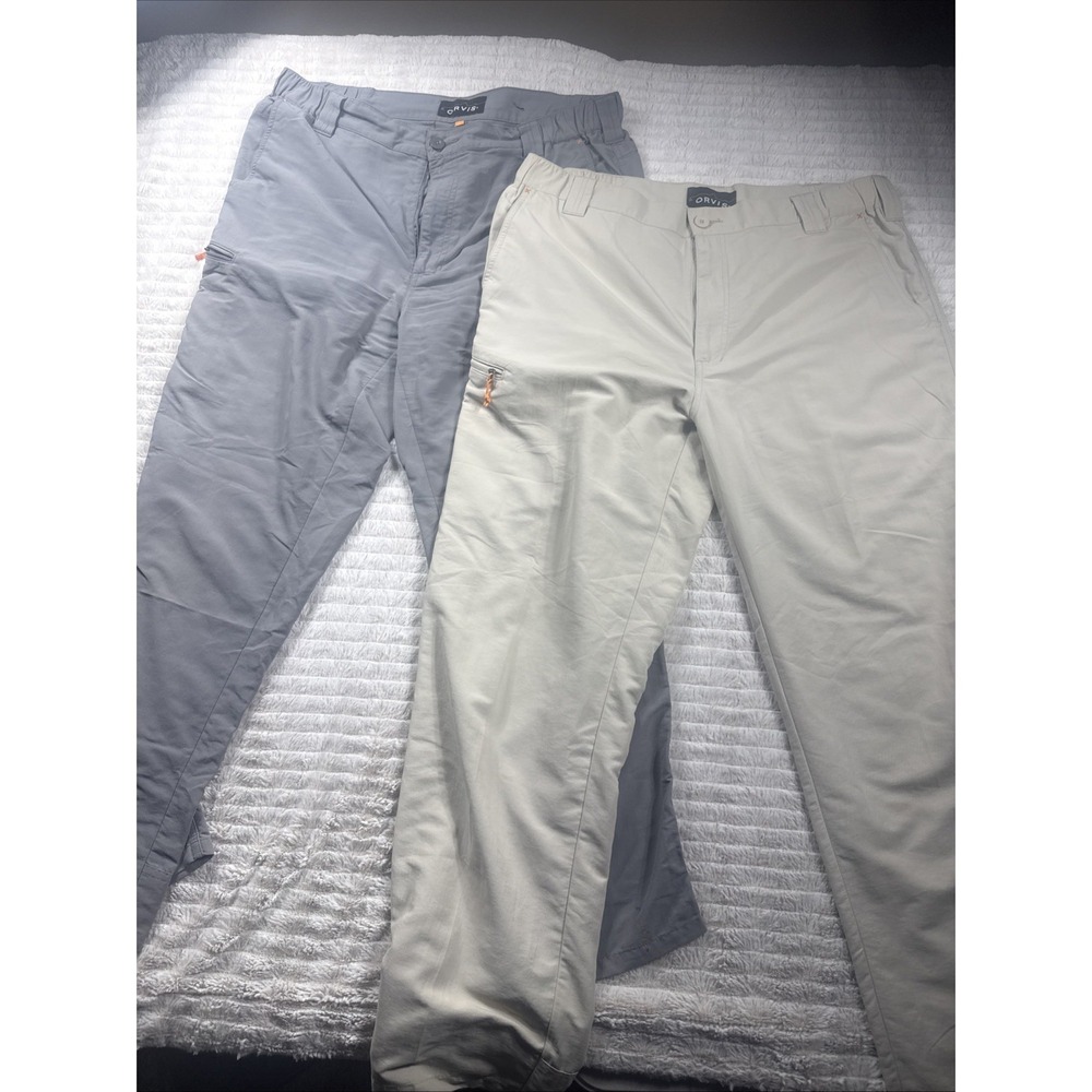 NWOT Orvis Men's Pants Lot of 2 Ivory Gray 36x30 Performance Nylon Hiking Travel